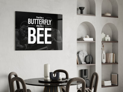 Butterfly And Bee Typography Glass Wall Art
