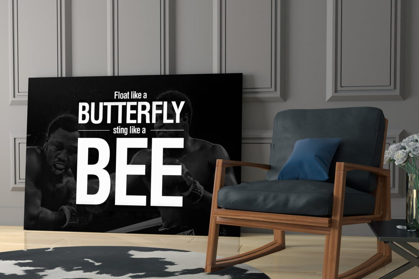 Butterfly And Bee Typography Glass Wall Art