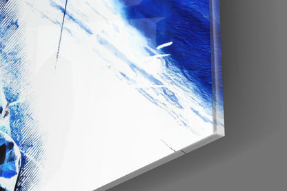 Blue Burst Plaid Shirt Rapper Glass Wall Art