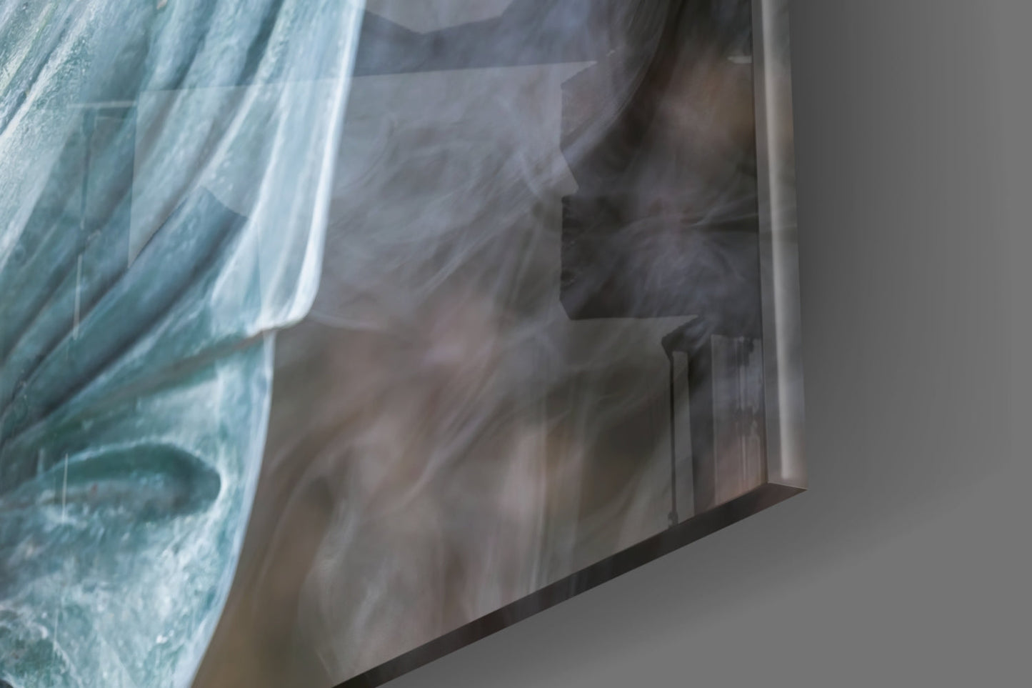 Smoky Jade Buddha Statue Glass Wall Art