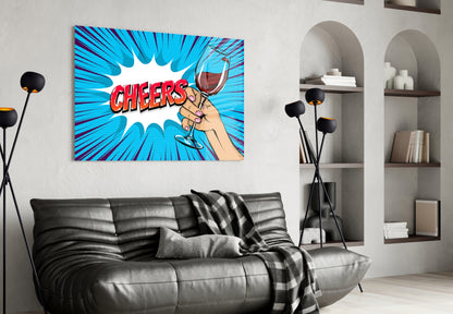 Pop Art Hand Holding Red Wine Cheers Glass Wall Art