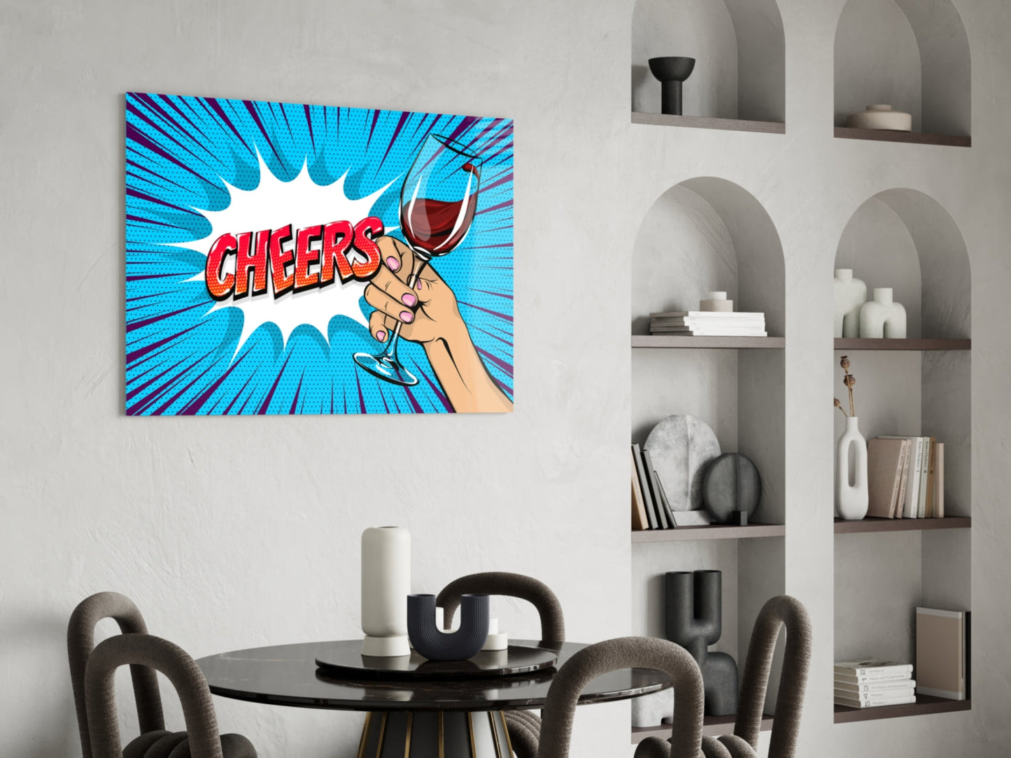 Pop Art Hand Holding Red Wine Cheers Glass Wall Art