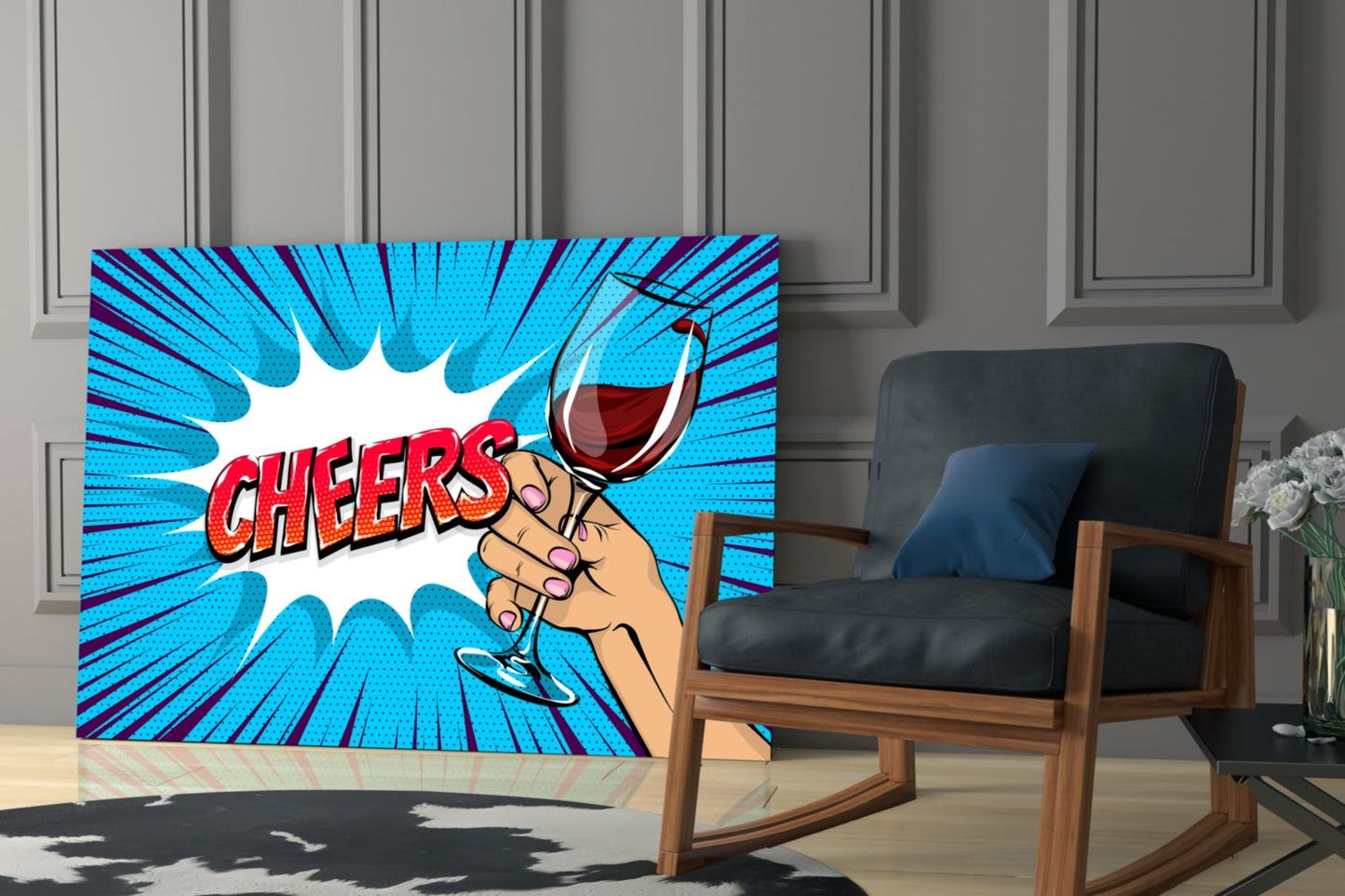 Pop Art Hand Holding Red Wine Cheers Glass Wall Art