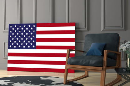 Classic Flat Stars and Stripes Flag Glass Wall Art