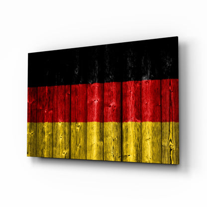 German Flag On Weathered Wood Planks Glass Wall Art