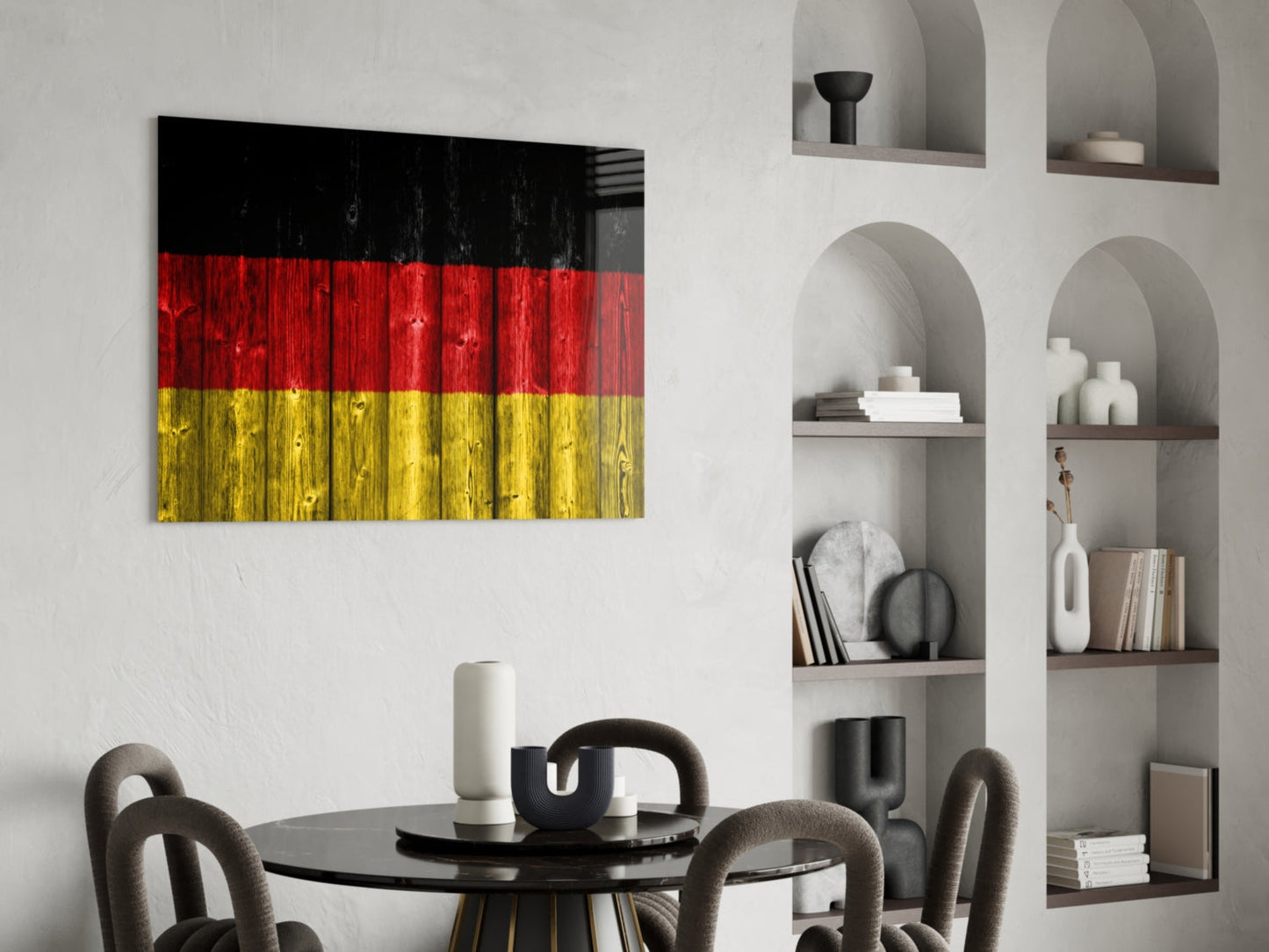 German Flag On Weathered Wood Planks Glass Wall Art