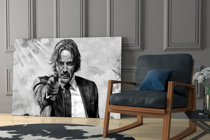 Gunslinger in a Black Suit Glass Wall Art