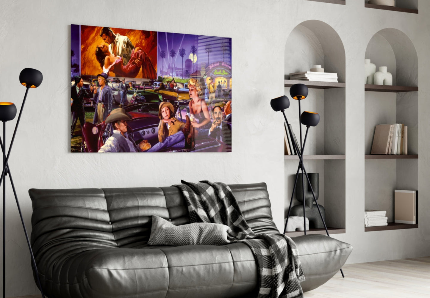 Hollywood Drive In Collage Glass Wall Art