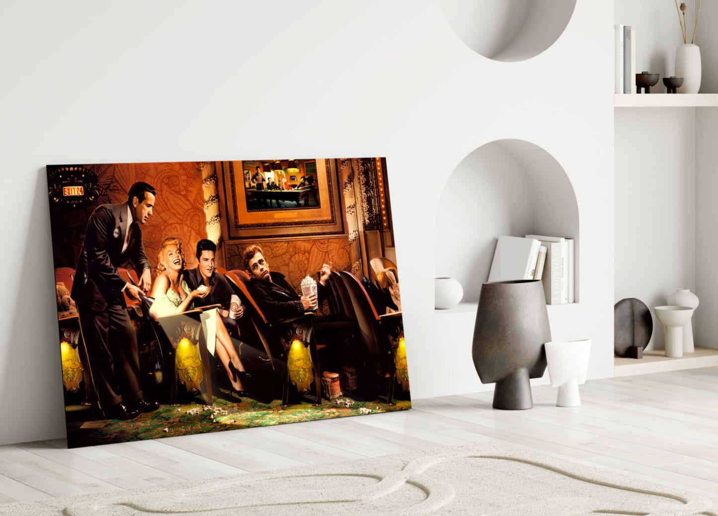 Retro Icons at the Cinema Glass Wall Art