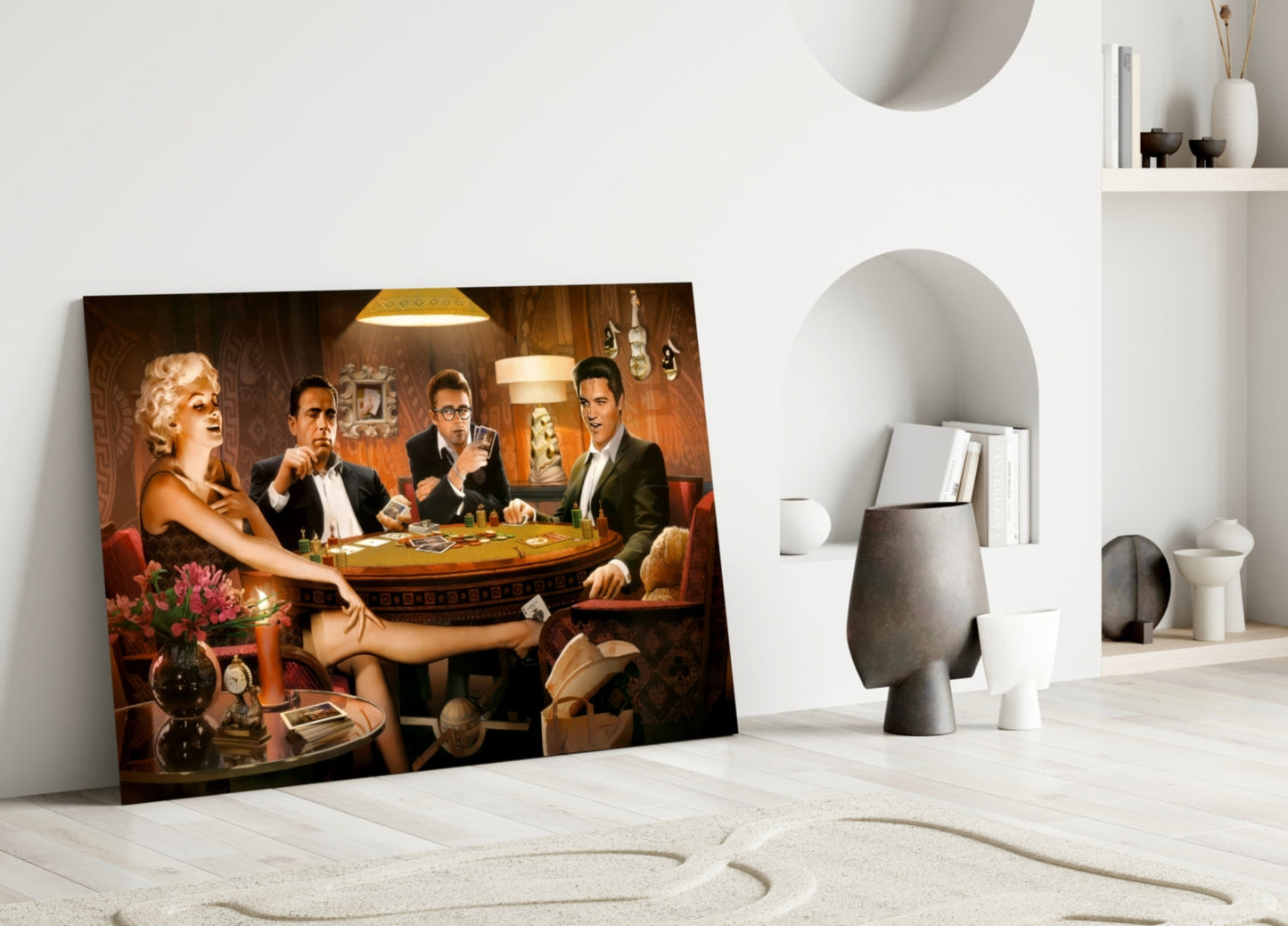 Retro Icons Poker Night Glass Wall Art