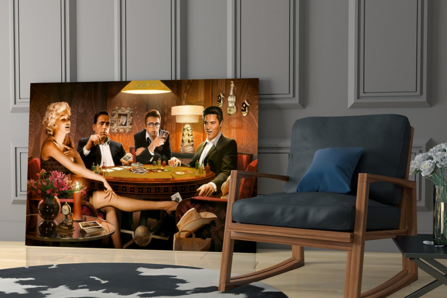 Retro Icons Poker Night Glass Wall Art
