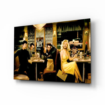 Yellow Dress Midnight Diner Scene Glass Wall Art