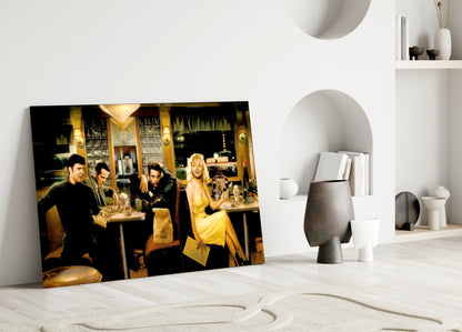 Yellow Dress Midnight Diner Scene Glass Wall Art