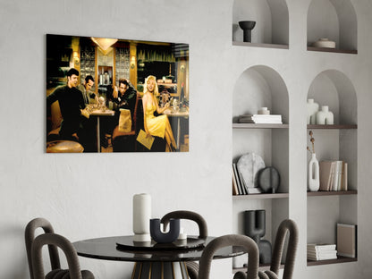 Yellow Dress Midnight Diner Scene Glass Wall Art