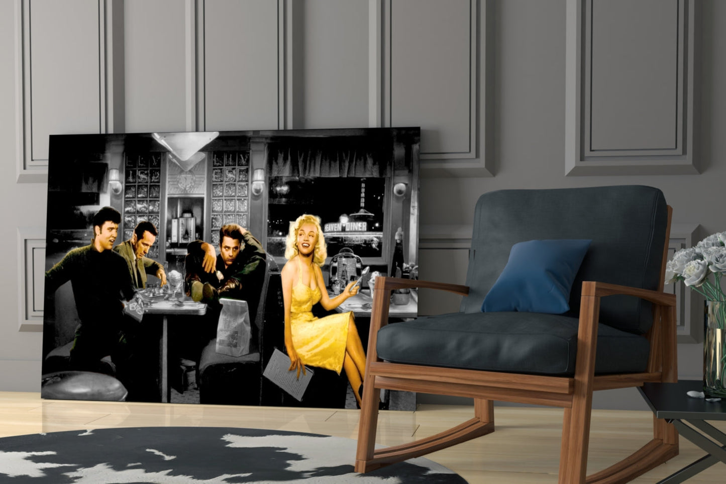 Retro Icons at the Cafe Glass Wall Art