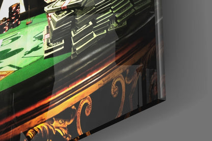 Casino Poker Table Chandelier Glass Wall Art