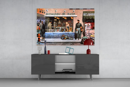 Retro Icons at the Corner Store Glass Wall Art