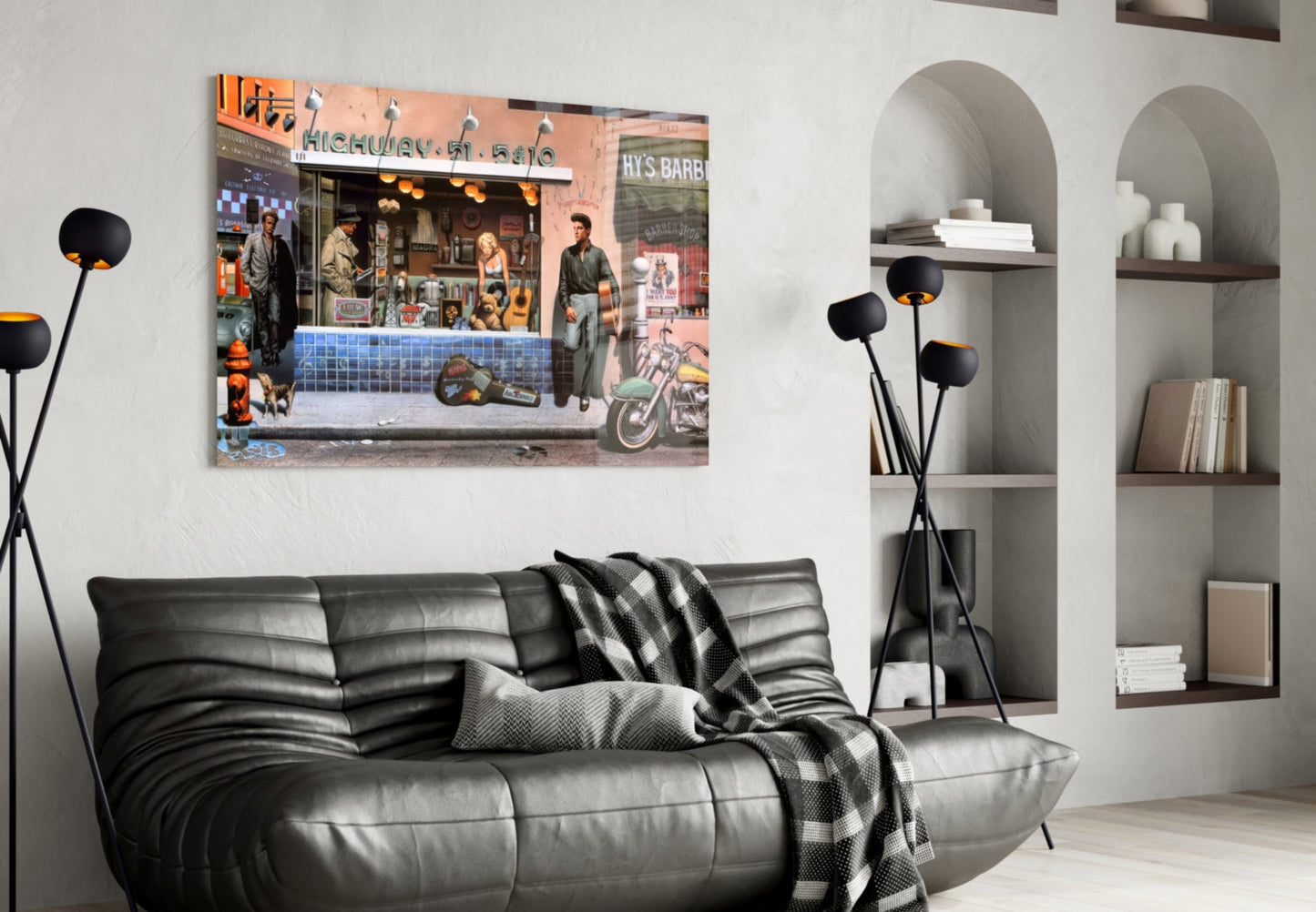 Retro Icons at the Corner Store Glass Wall Art