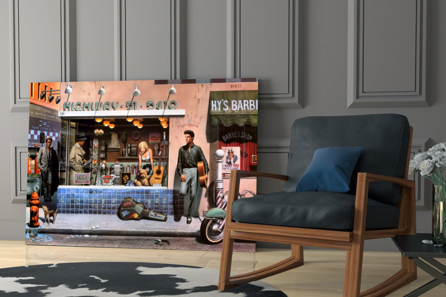 Retro Icons at the Corner Store Glass Wall Art