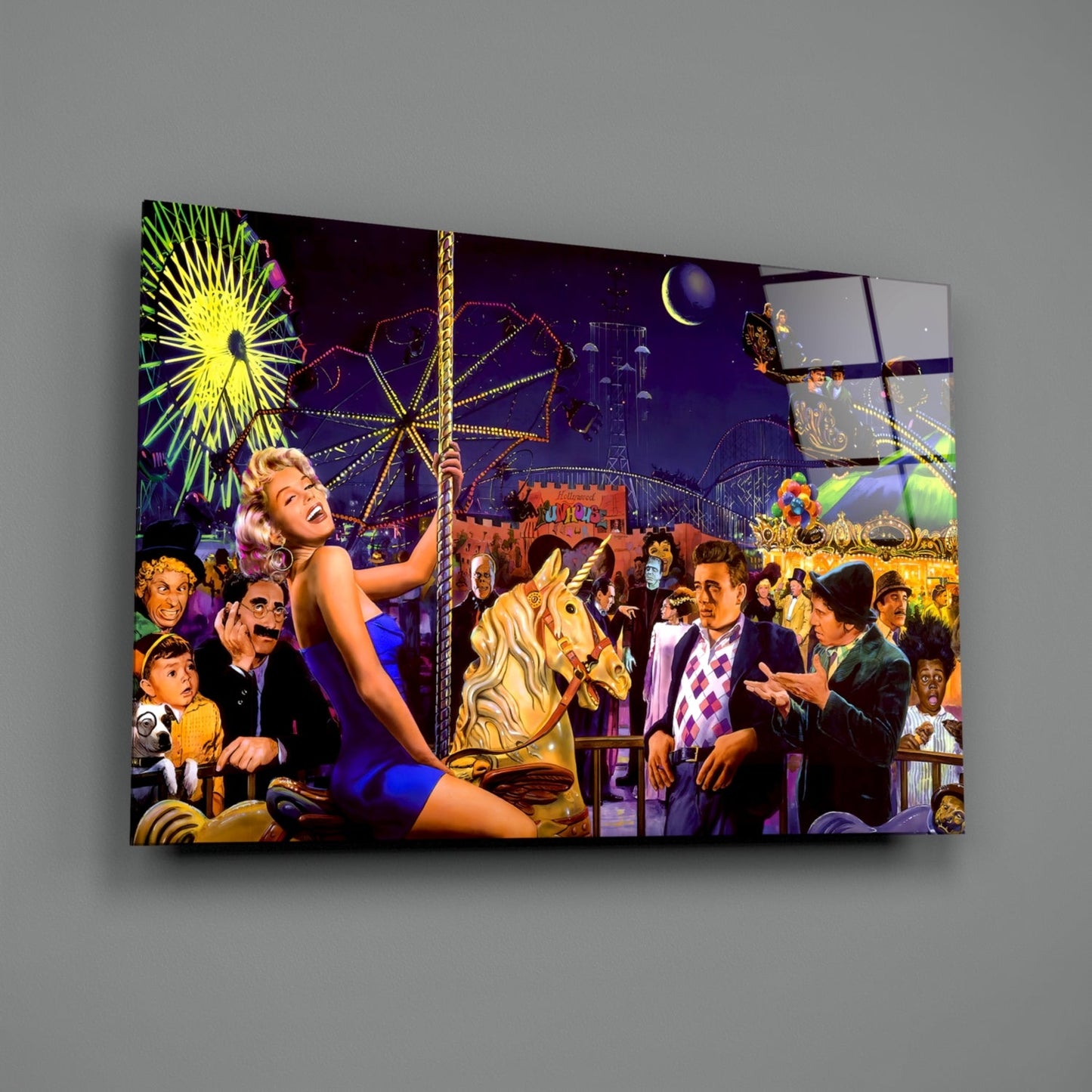 Retro Icons at the Theme Park Glass Wall Art