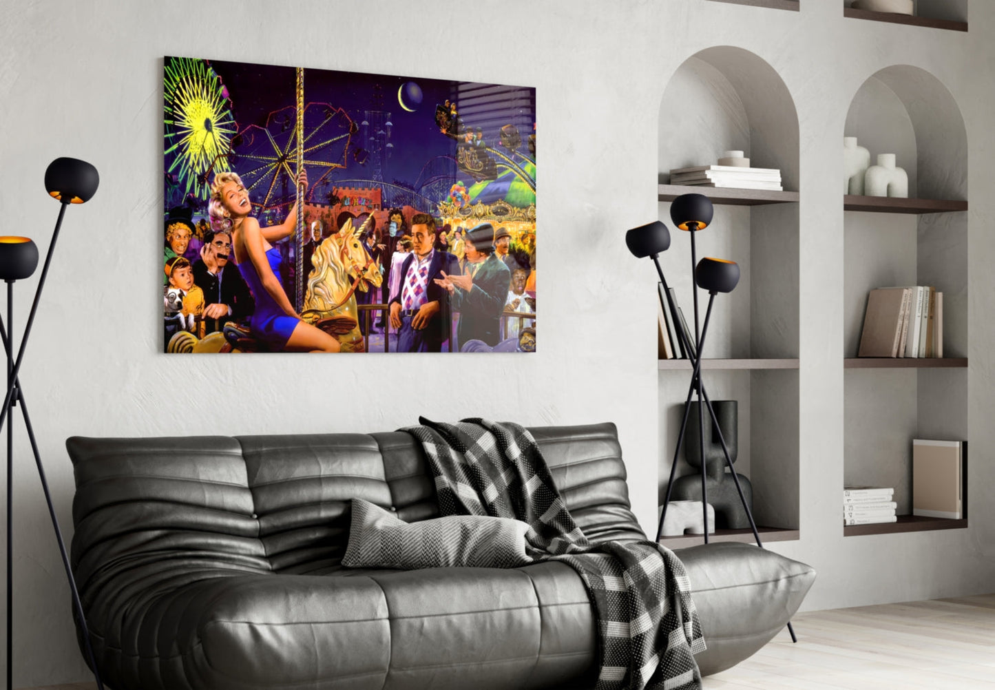 Retro Icons at the Theme Park Glass Wall Art