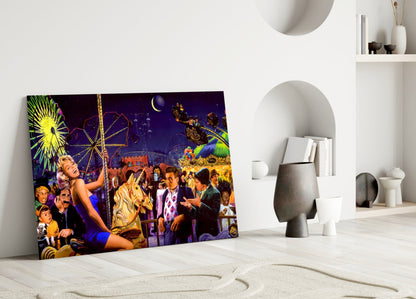 Retro Icons at the Theme Park Glass Wall Art