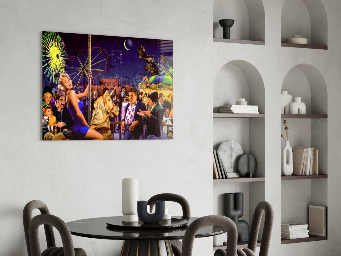 Retro Icons at the Theme Park Glass Wall Art