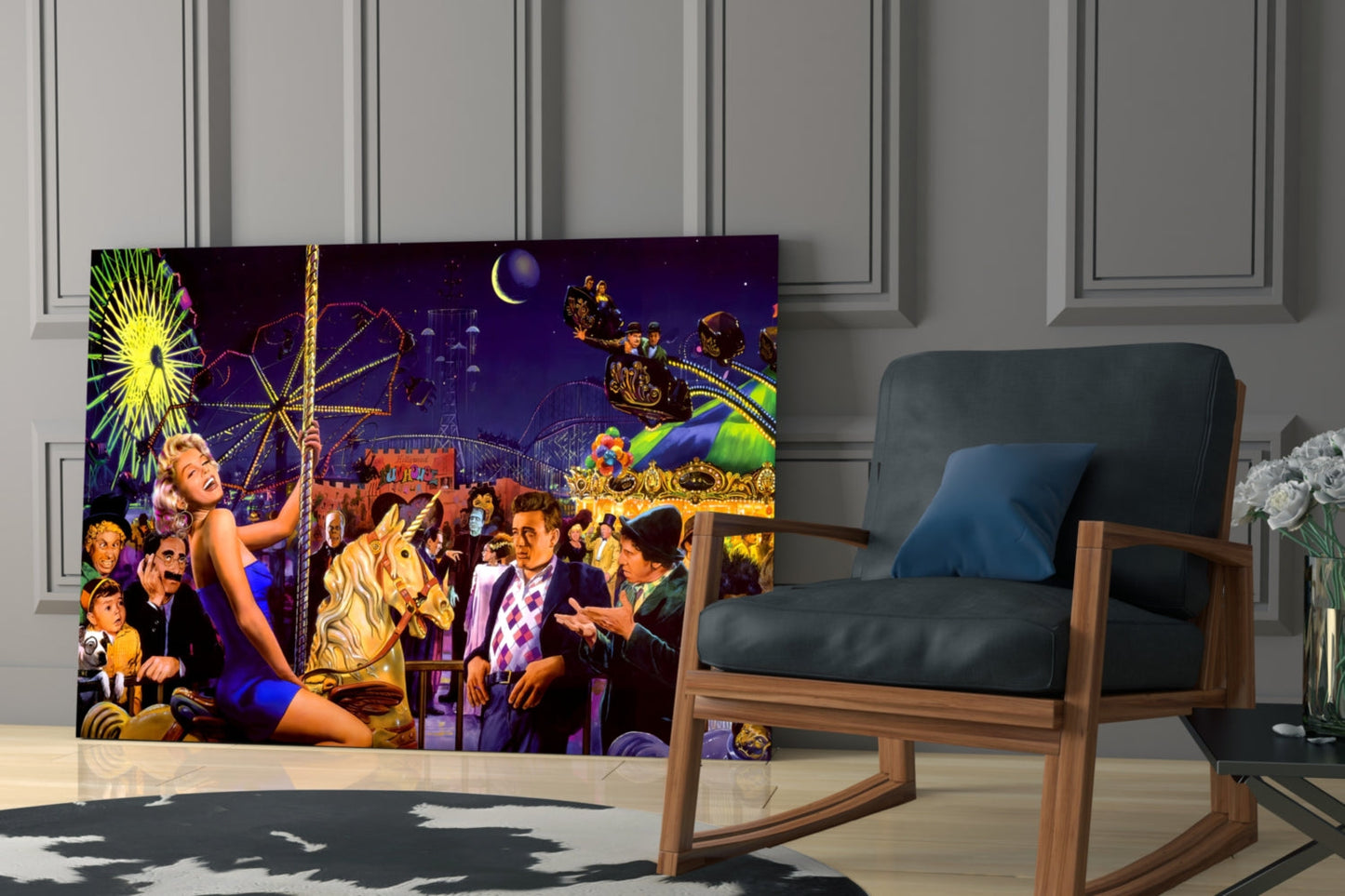 Retro Icons at the Theme Park Glass Wall Art