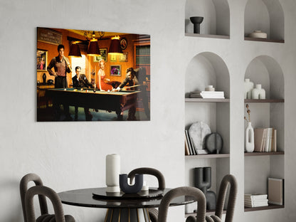 Retro Icons at the Pool Hall V2 Glass Wall Art