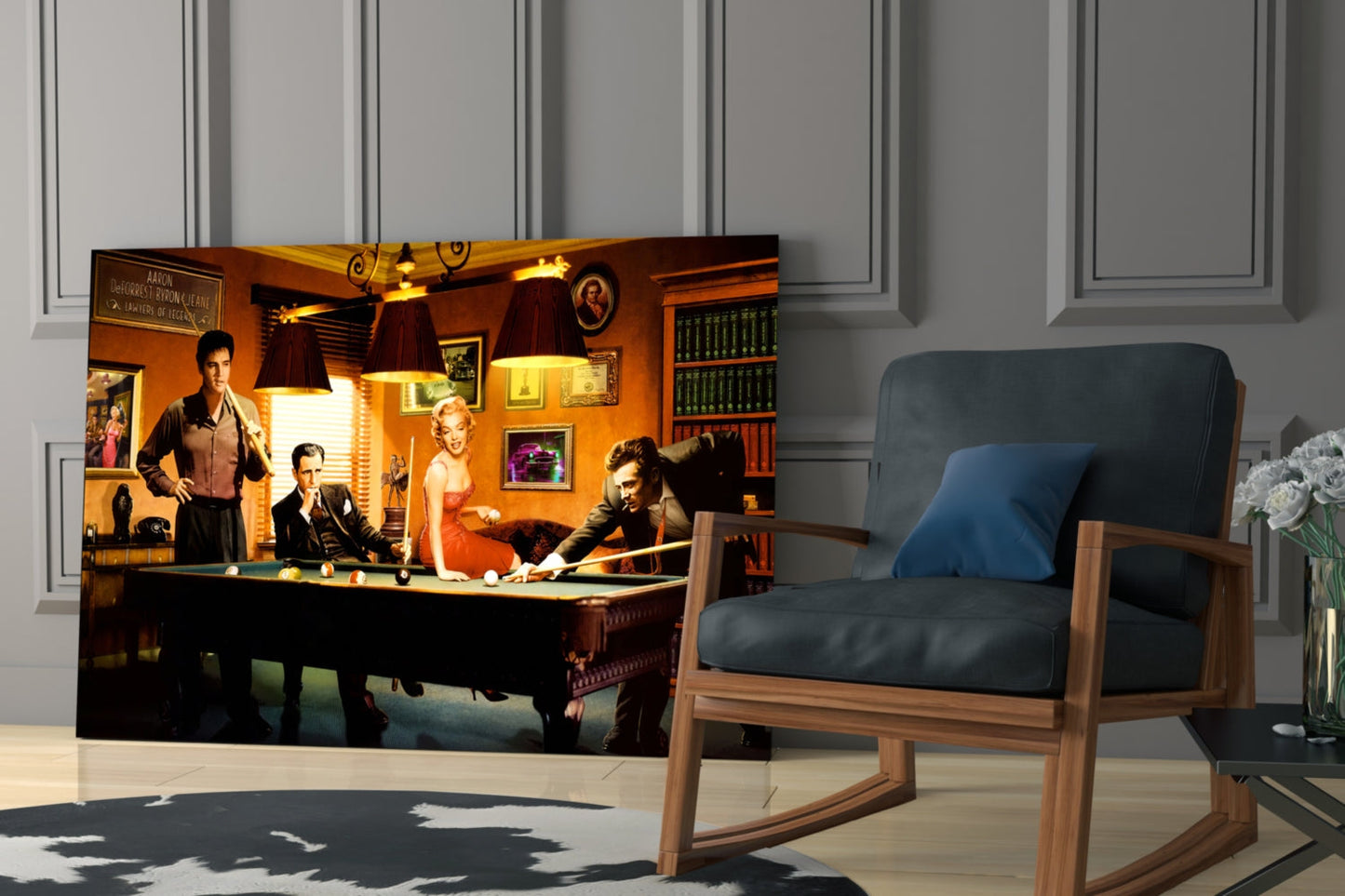 Retro Icons at the Pool Hall V2 Glass Wall Art