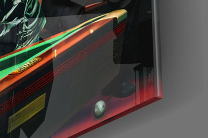 Retro Icons at the Pool Hall Glass Wall Art