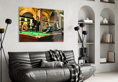 Retro Icons at the Pool Hall Glass Wall Art