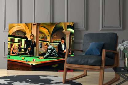 Retro Icons at the Pool Hall Glass Wall Art
