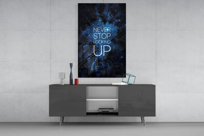 Never Stop Looking Up Starry Forest Glass Wall Art