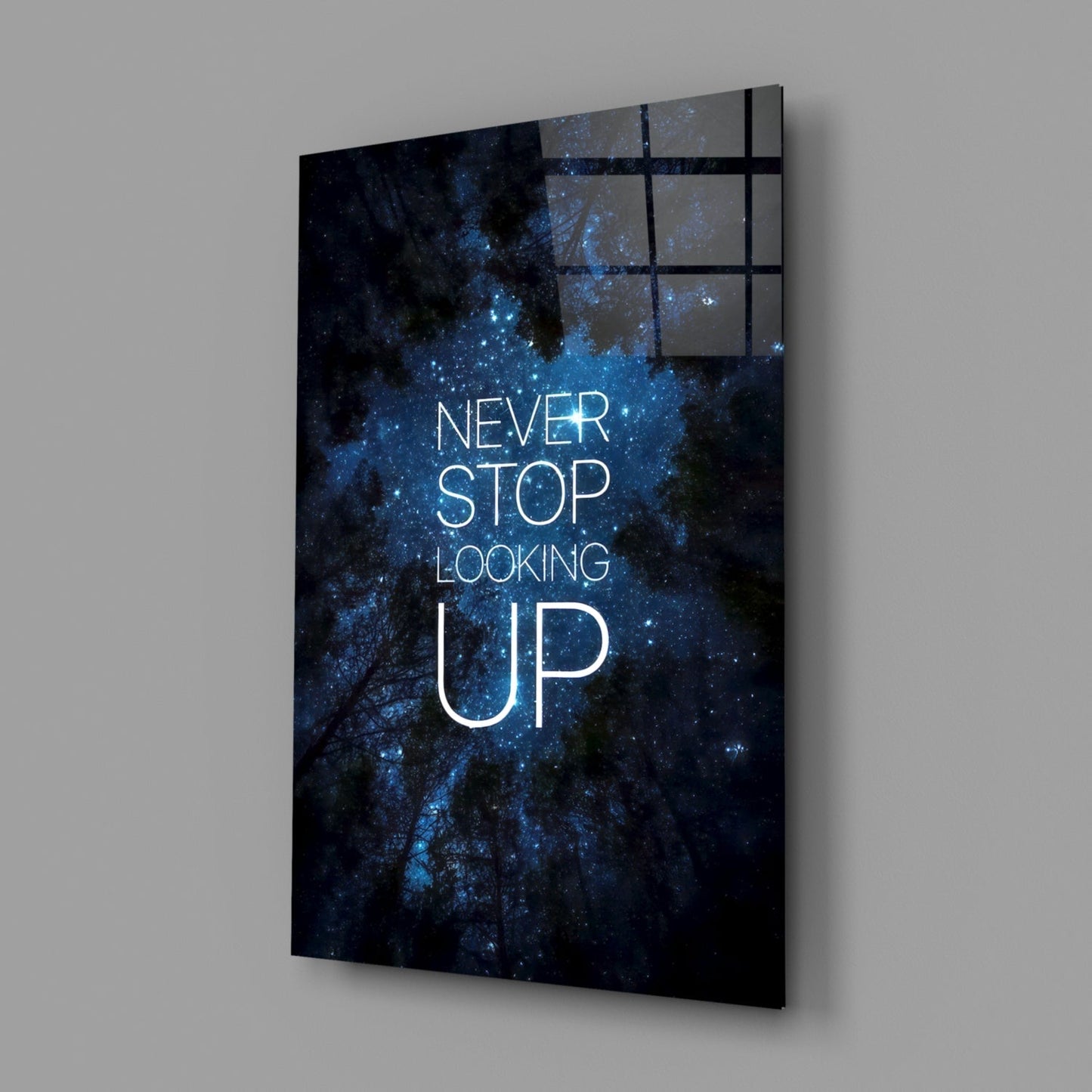 Never Stop Looking Up Starry Forest Glass Wall Art