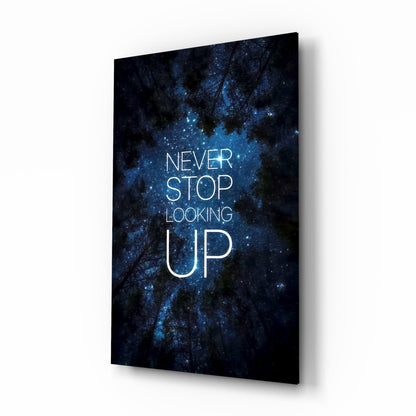 Never Stop Looking Up Starry Forest Glass Wall Art
