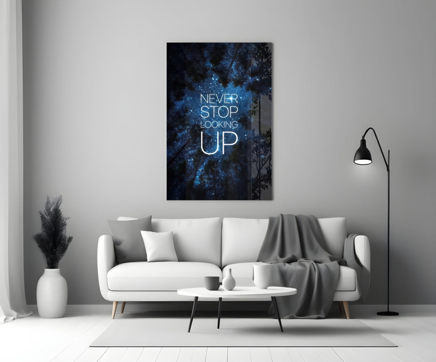 Never Stop Looking Up Starry Forest Glass Wall Art