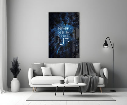 Never Stop Looking Up Starry Forest Glass Wall Art