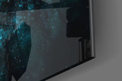 Never Stop Looking Up Teal Night Sky Glass Wall Art