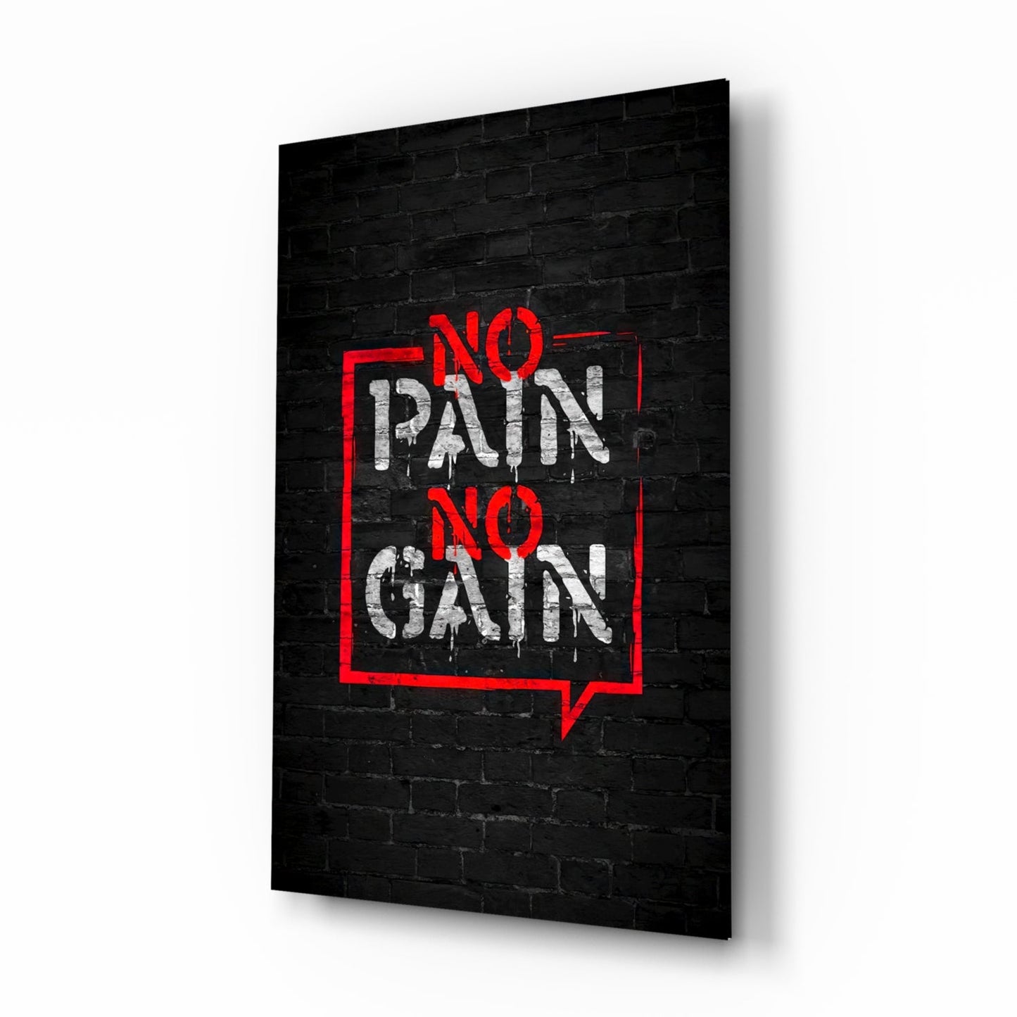 Red Frame Brick Graffiti Quote Glass Wall Art