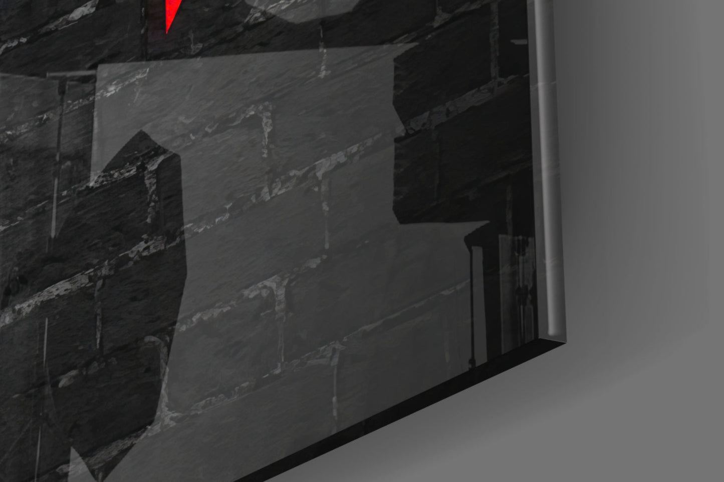 Red Frame Brick Graffiti Quote Glass Wall Art