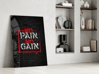 Red Frame Brick Graffiti Quote Glass Wall Art