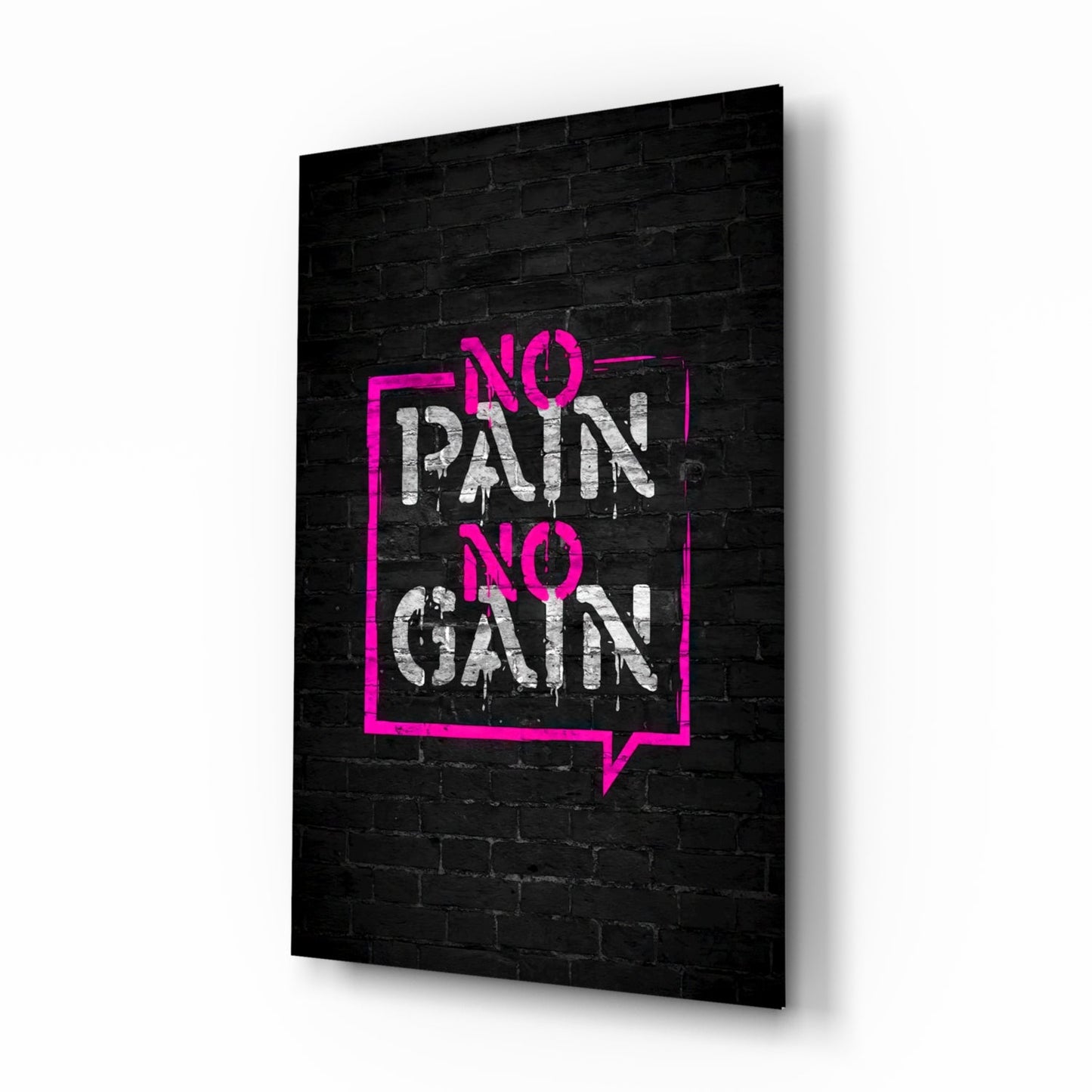 Pink Frame Brick Graffiti Quote Glass Wall Art