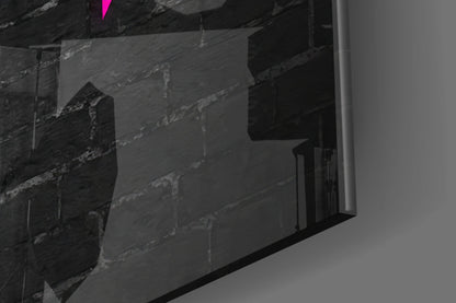 Pink Frame Brick Graffiti Quote Glass Wall Art