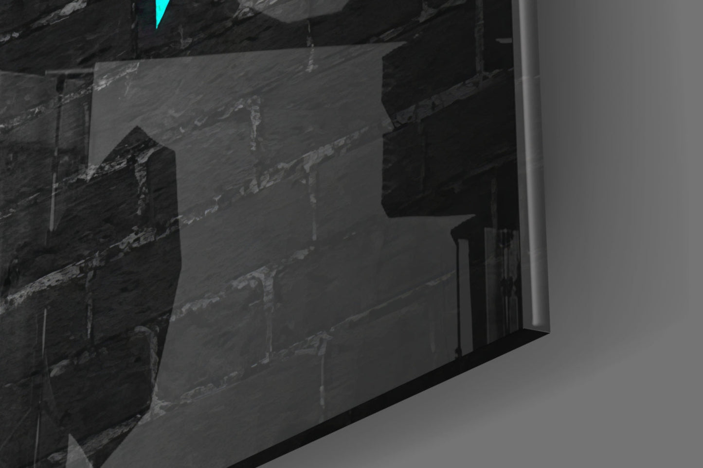 Turquoise Frame Brick Graffiti Quote Glass Wall Art