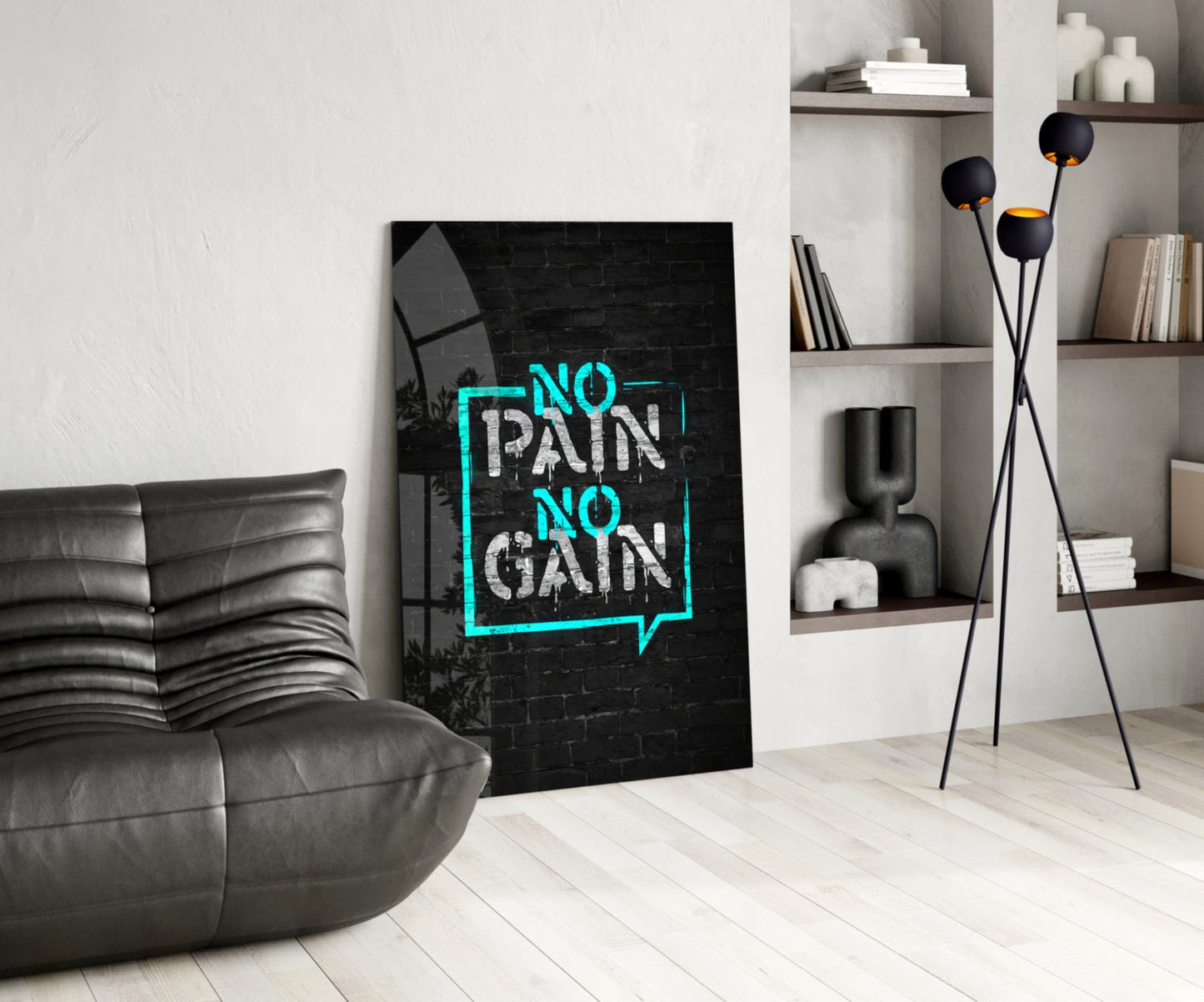 Turquoise Frame Brick Graffiti Quote Glass Wall Art