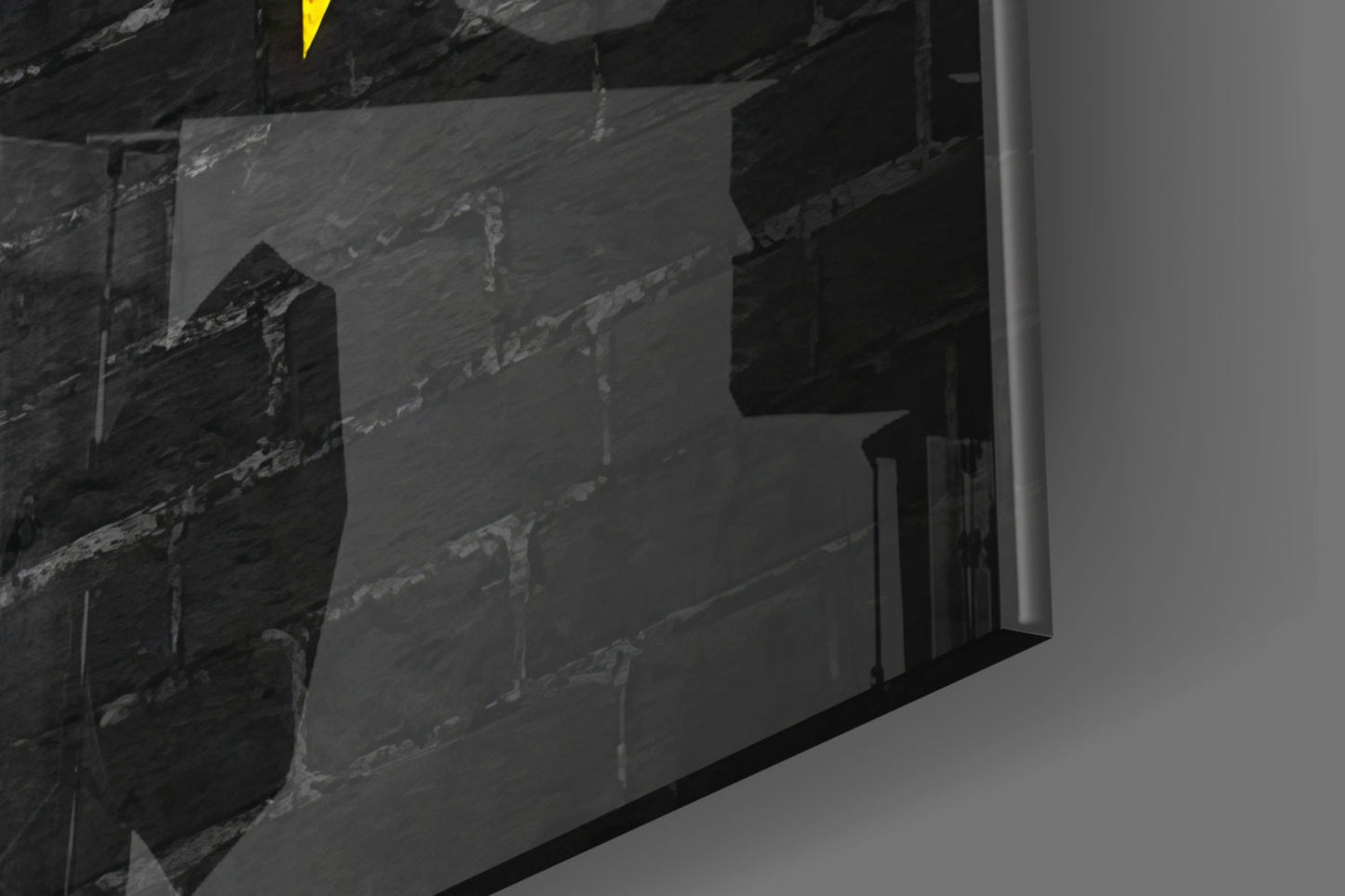 Yellow Frame Brick Graffiti Quote Glass Wall Art