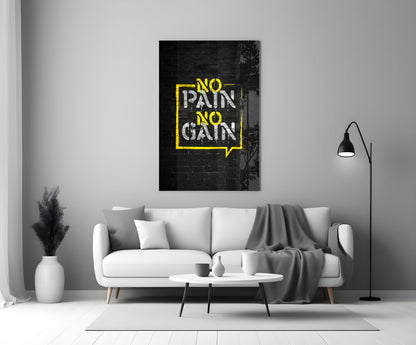 Yellow Frame Brick Graffiti Quote Glass Wall Art