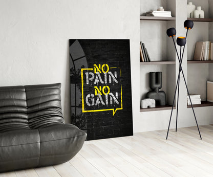 Yellow Frame Brick Graffiti Quote Glass Wall Art
