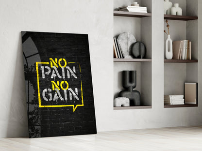 Yellow Frame Brick Graffiti Quote Glass Wall Art